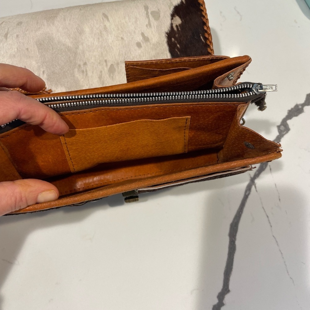 Cowhide Leather Clutch with Brown Accents - Picture 10 of 12
